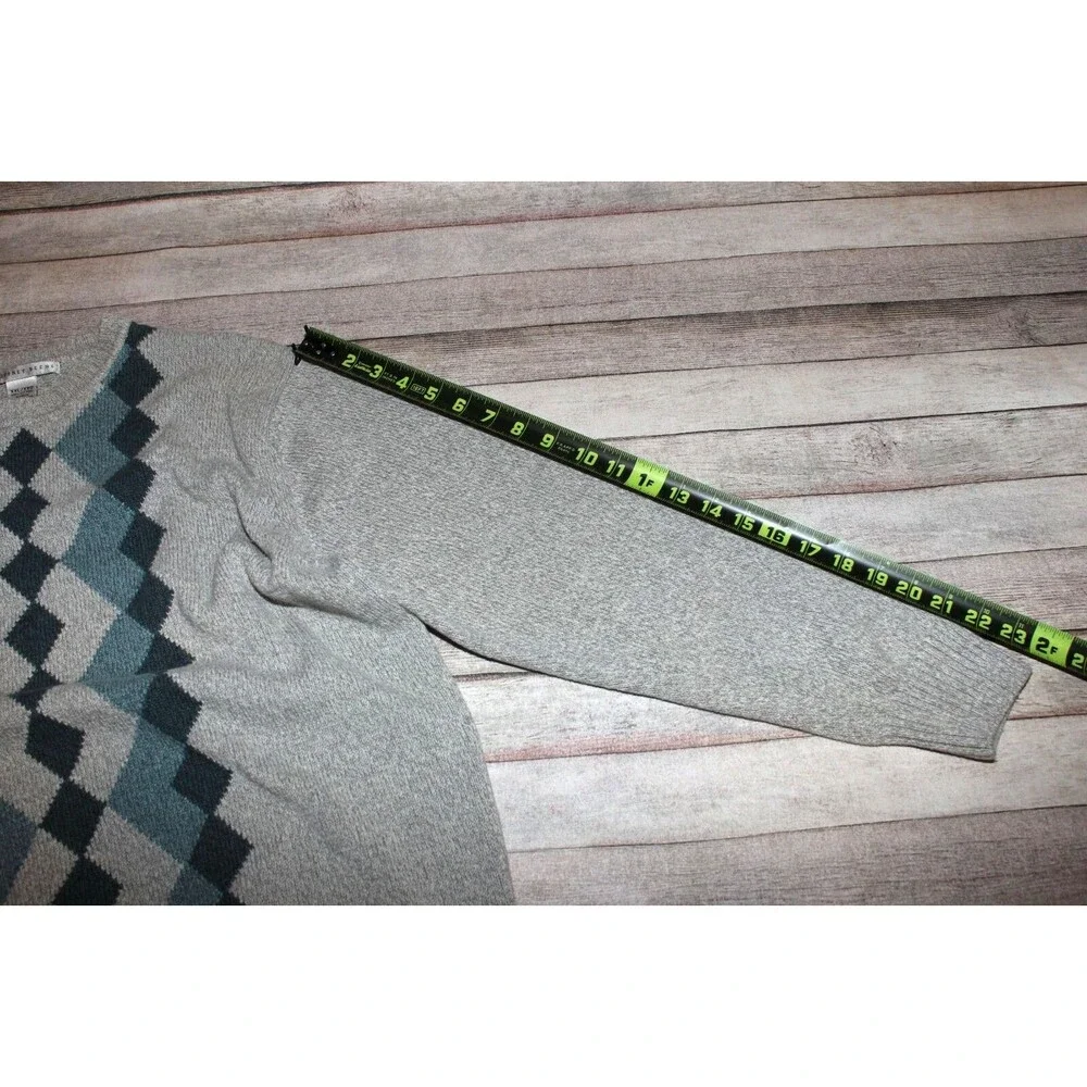 Geoffrey Beene Mens XXL Gray Argyle Sweater Cotton